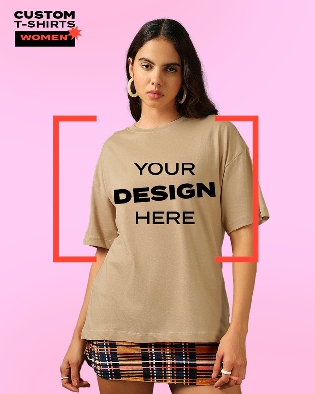 Shop Women's Brown Customizable Oversized T-shirt-Front