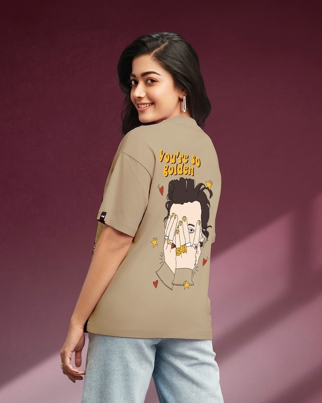 Shop Women's Brown Harry's House Graphic Printed Oversized T-shirt-Front