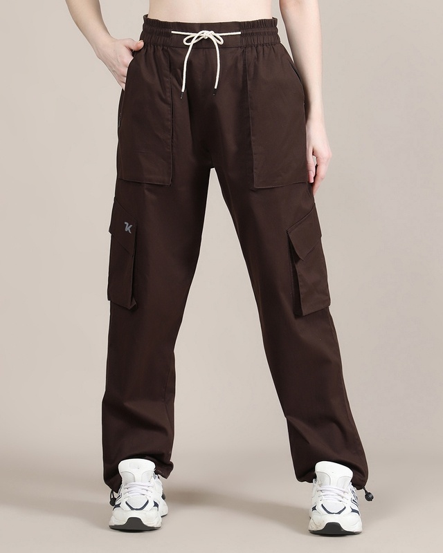 Women's Walnut Brown Loose Comfort Fit Cargo Pants