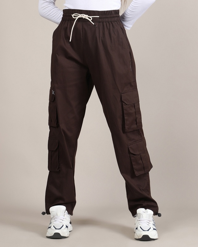 Women's Walnut Brown Loose Comfort Fit Cargo Pants
