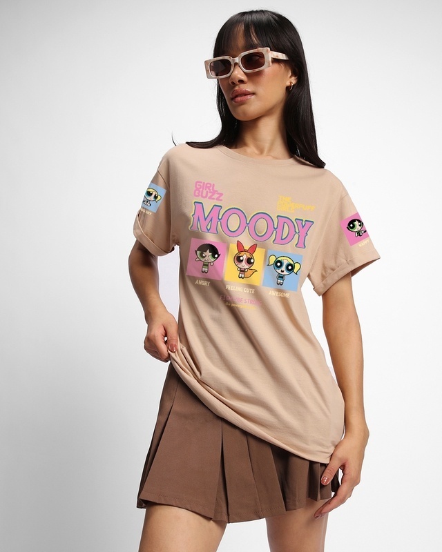 women s brown moody powerpuff girls graphic printed boyfriend t shirt 634227 1710422856 1