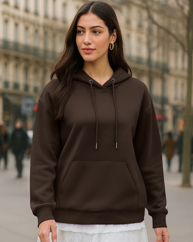 Shop Women's Brown Oversized Hoodies-Front