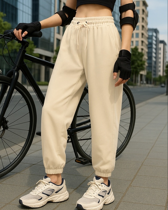Shop Women's Brown Oversized Joggers-Front