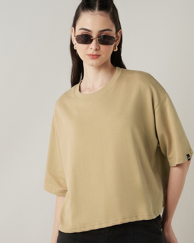 Shop Women's Brown Oversized Short Top-Front