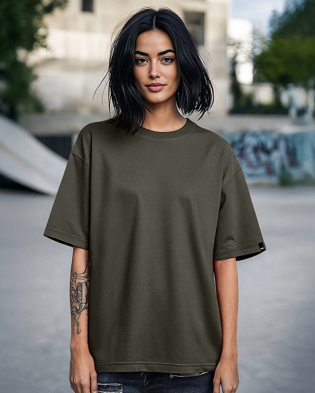 Shop Women's Brown Oversized T-shirt-Front