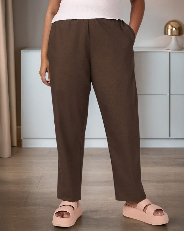Shop Women's Brown Plus Size Pyjamas-Front