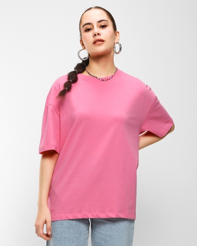 Shop Women's Bubble Pink Oversized T-shirt-Front