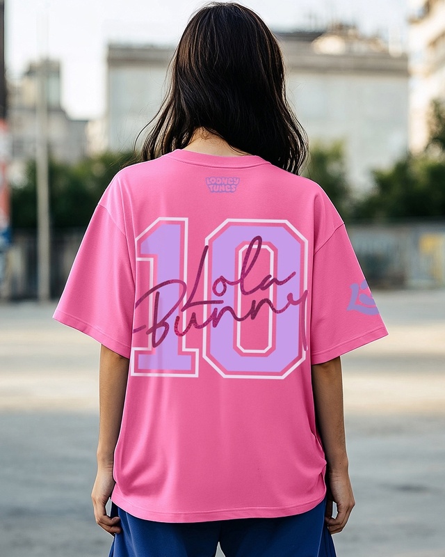 Women's Bubblegum Pink Lola Bunny Graphic Printed Oversized T-shirt