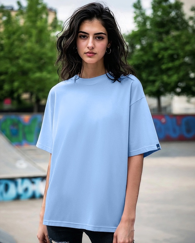 Women's Chambray Blue Oversized T-shirt