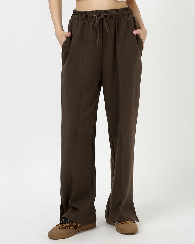 Shop Women's Chocolate Brown Track Pants-Front
