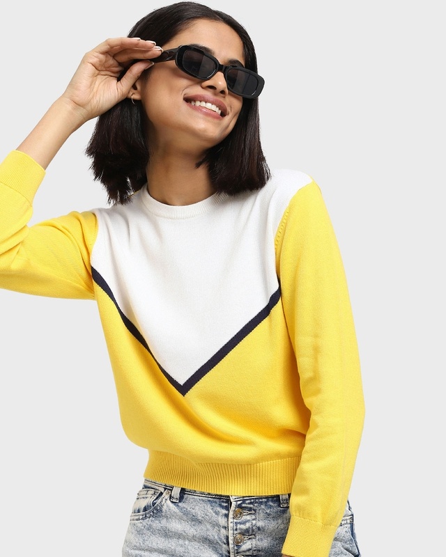 Shop Women's Color Block Flat Knit Sweater-Front