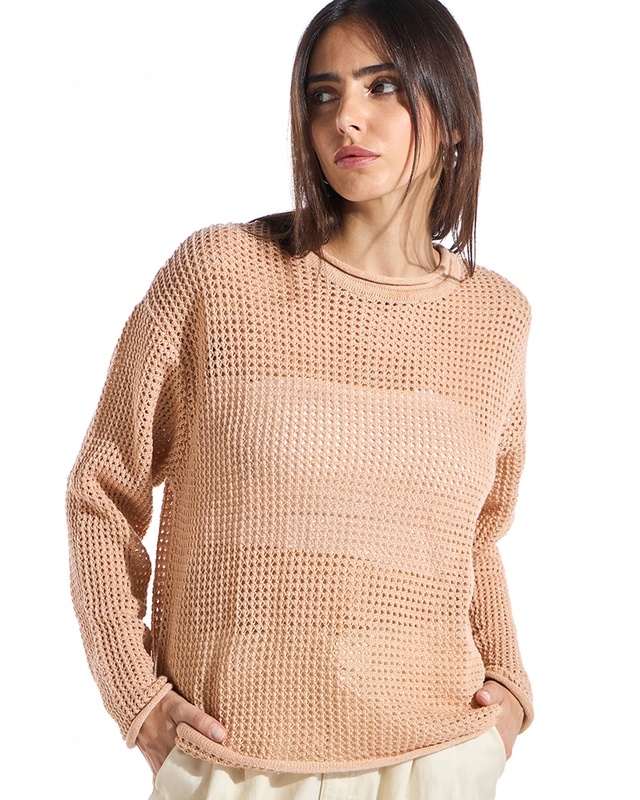 Shop Women's Crystal Rose Oversized Crochet Sweater-Front