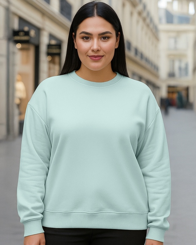 Shop Women's Cyan Super Loose Fit Plus Size Sweatshirt-Front