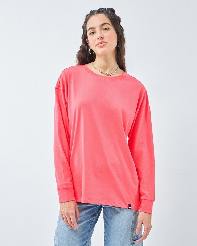 Shop Women's Deep Sea Coral Oversized T-shirt-Front