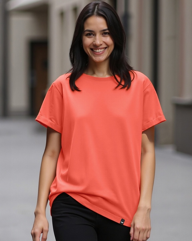 Women's Deep Sea Coral Pink Boyfriend T-shirt