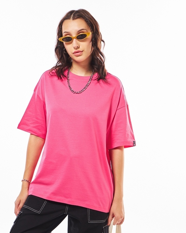 Shop Women's Fandango Pink Oversized T-shirt-Front