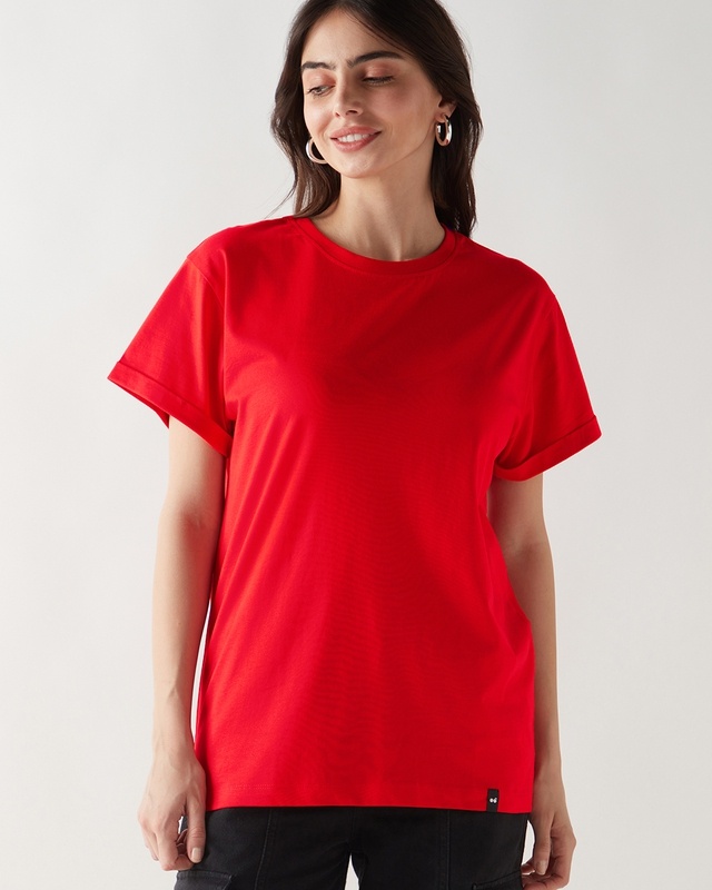 Shop Women's Fiesta Red Boyfriend T-shirt-Front