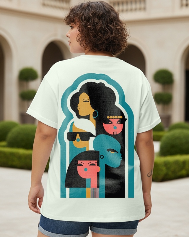 Shop Women's Fog Green Queens Who Slay Graphic Printed Boyfriend Plus Size T-shirt-Front