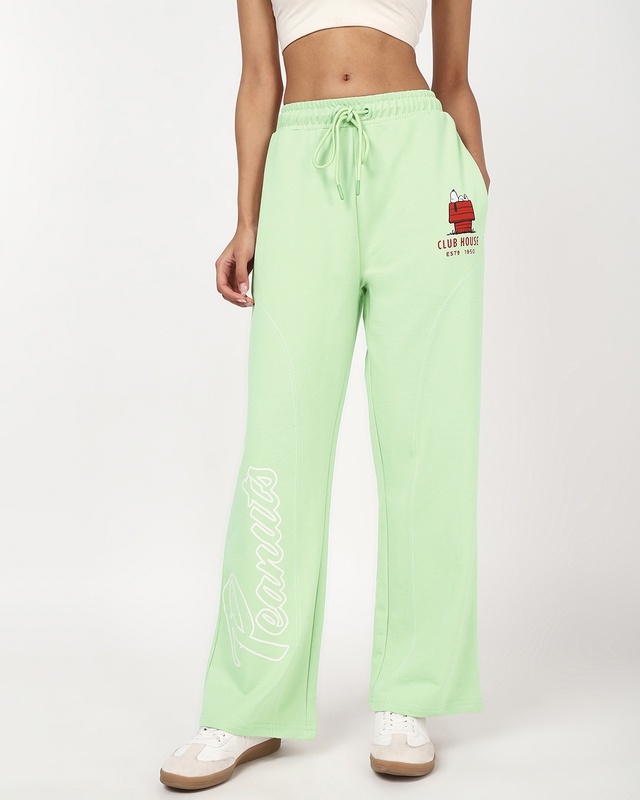 Shop Women's Fog Green Straight Fit Track Pants-Front