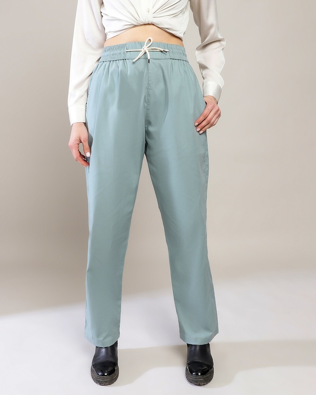 Women's Forest Green Loose Comfort Fit Pants