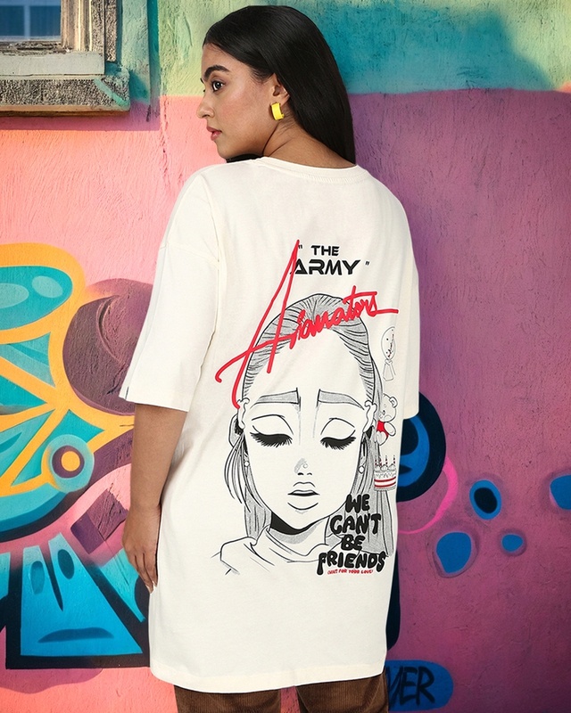 Shop Women's Gardenia Ariantor Graphic Printed Oversized Plus Size T-shirt-Front