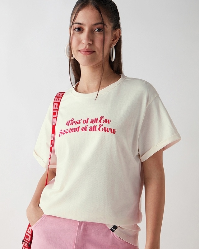 Shop Women's Gardenia Eww Typography Boyfriend T-shirt-Front