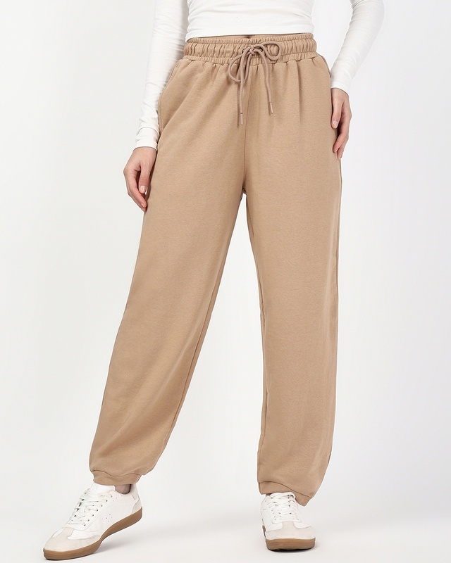 Shop Women's Ginger Root Brown Oversized Joggers-Front