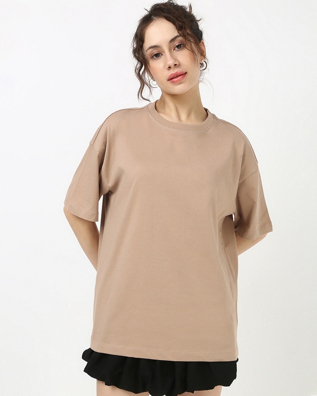 Shop Women's Ginger Root Brown Oversized T-shirt-Front