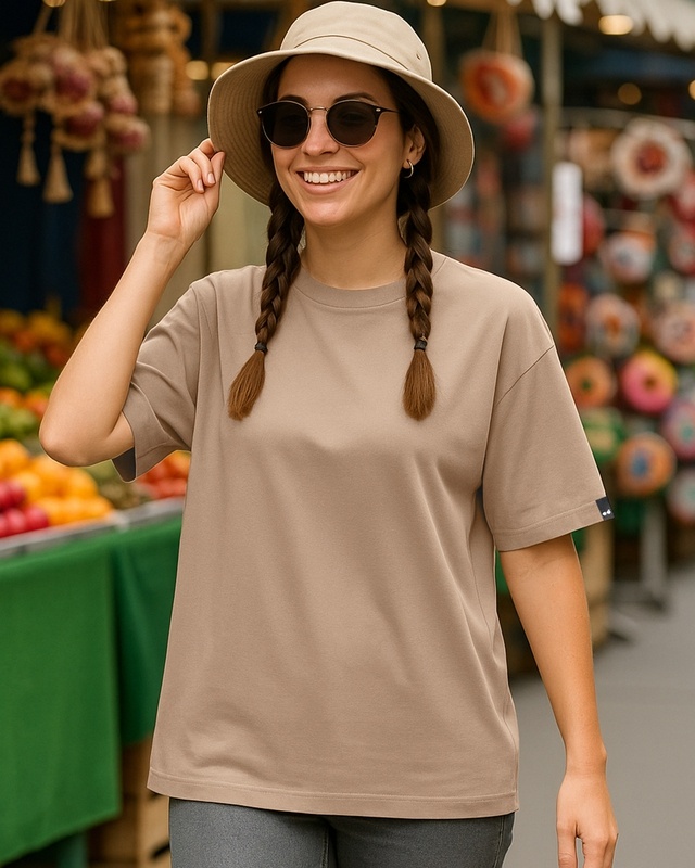 Shop Women's Ginger Root Brown Oversized T-shirt-Front