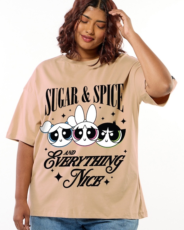 Shop Women's Ginger Root Brown Sugar And Spice Graphic Printed Oversized Plus Size T-shirt-Front
