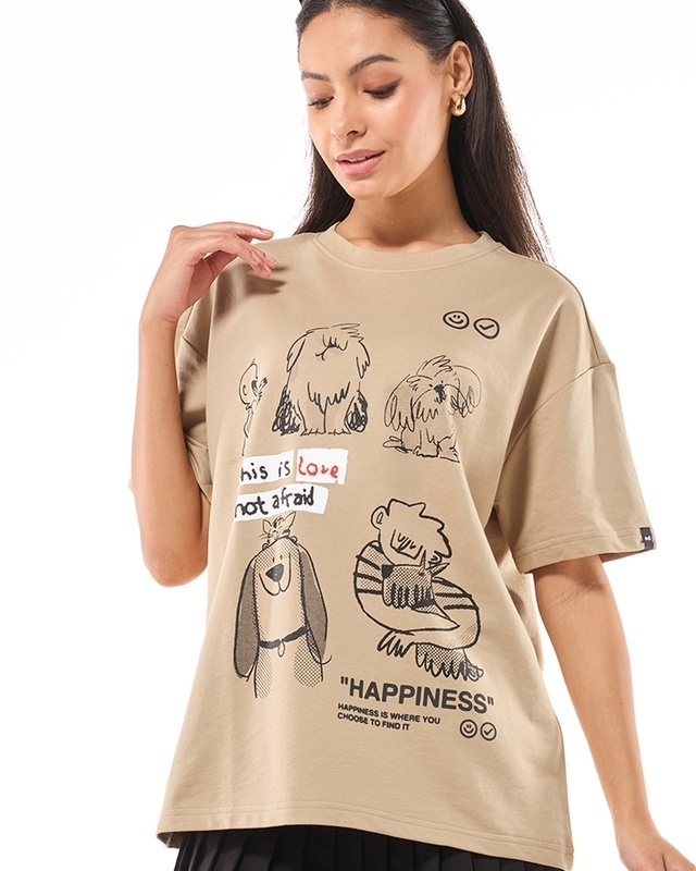 Shop Women's Ginger Root Happiness Graphic Printed Oversized T-shirt-Front