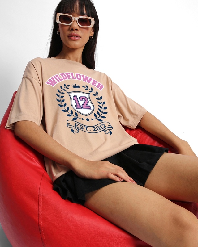 Shop Women's Ginger Root Wild Flower Graphic Printed Oversized T-shirt-Front