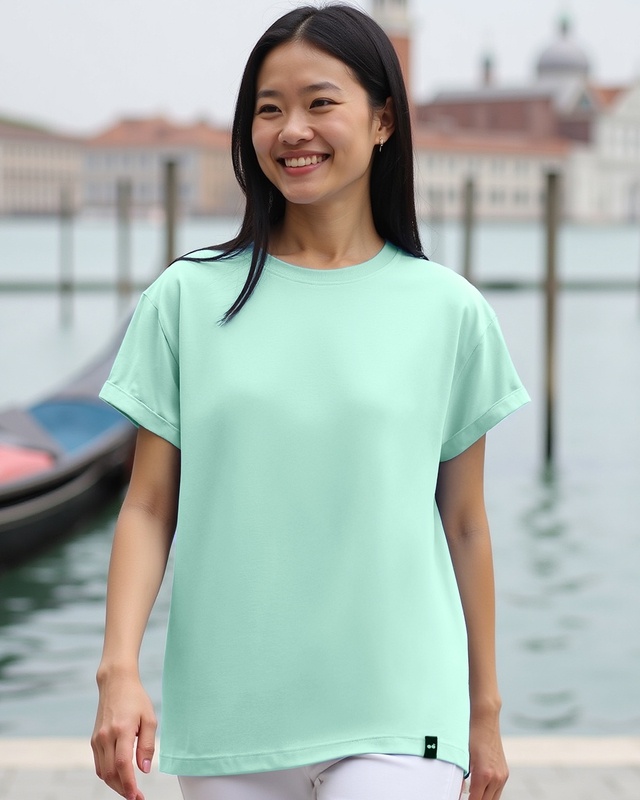 Shop Women's Granite Green Boyfriend T-shirt-Front