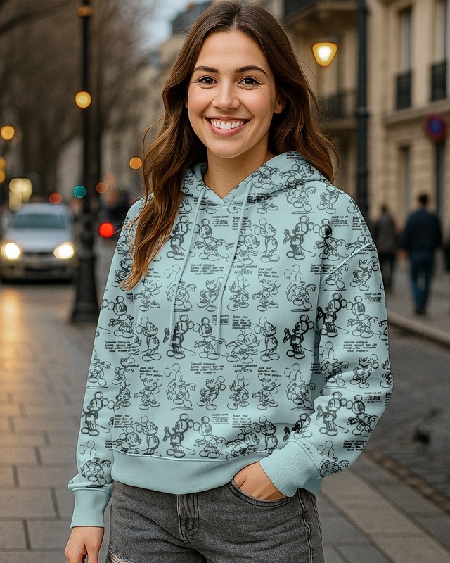 Shop Women's Green All Over Printed Oversized Hoodies-Front