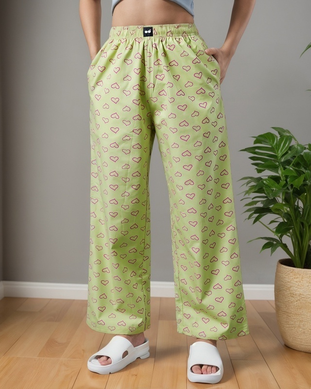 Shop Women's Green All Over Printed Oversized Pyjamas-Front