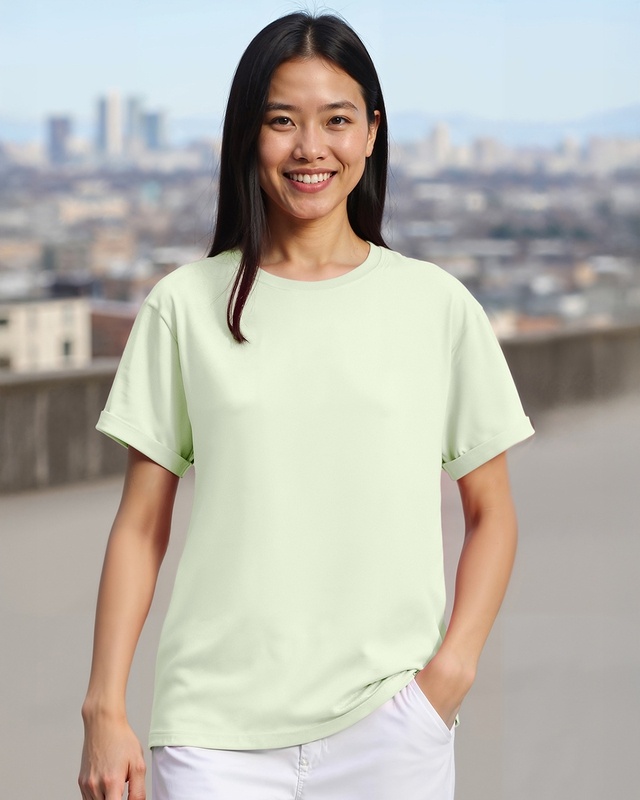 Shop Women's Green Boyfriend T-shirt-Front