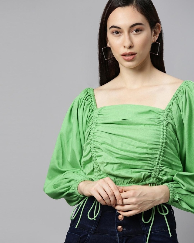 Shop Women's Green Crop Top-Front