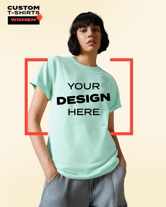 Shop Women's Green Customizable Boyfriend T-shirt-Front