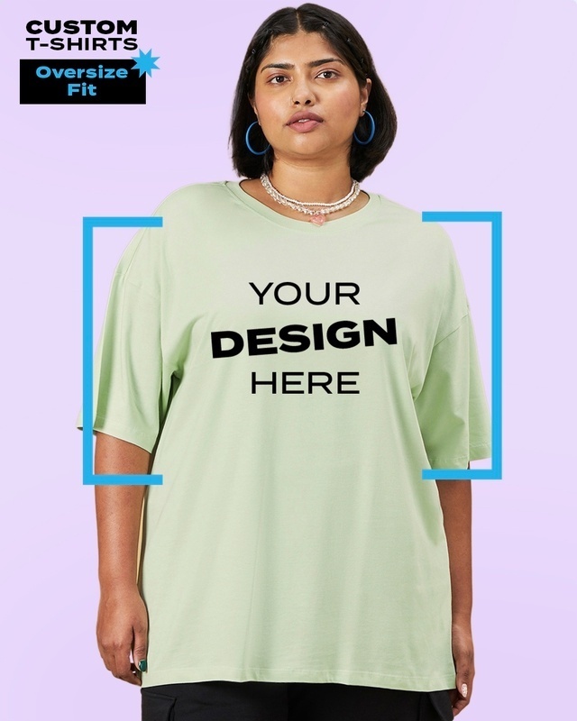 Shop Women's Green Customizable Oversized Plus Size T-shirt-Front