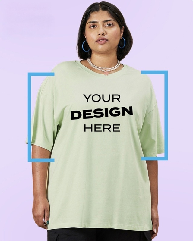 Shop Women's Green Customizable Oversized Plus Size T-shirt-Front