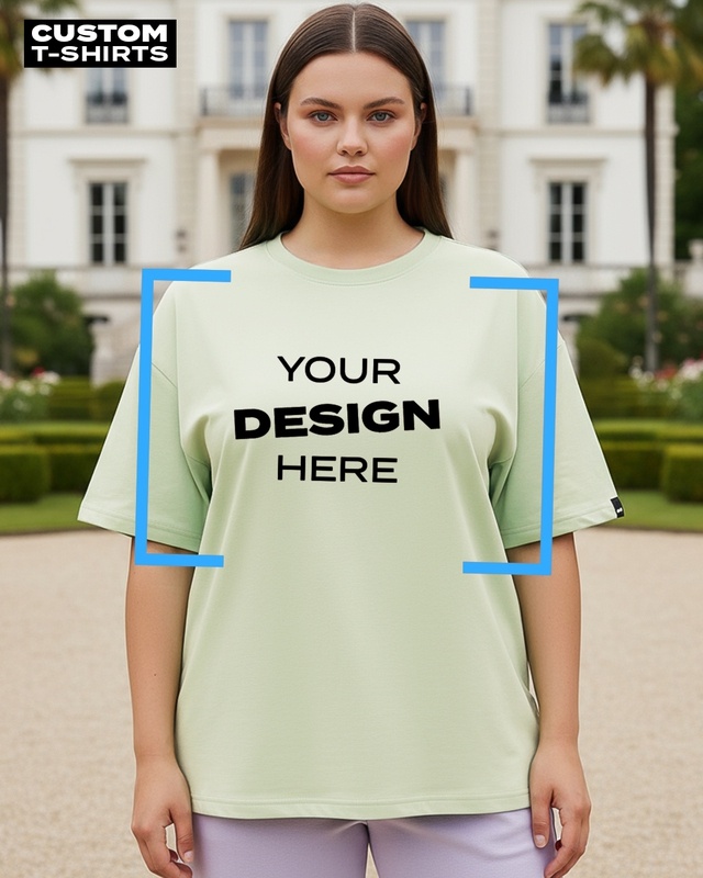 Women's Green Customizable Oversized Plus Size T-shirt-Front Bewakoof Shop Women's Green Customizable Oversized Plus Size T-shirt-Front