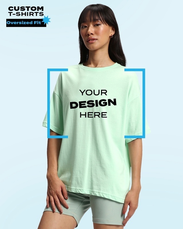 Shop Women's Green Oversized Customizable T-shirt-Front