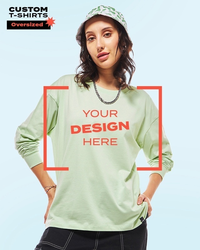 Shop Women's Green Customizable Oversized T-shirt-Front