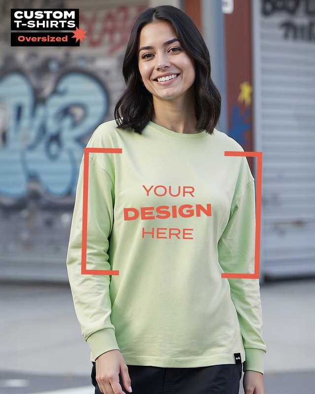 Shop Women's Green Customizable Oversized T-shirt-Front