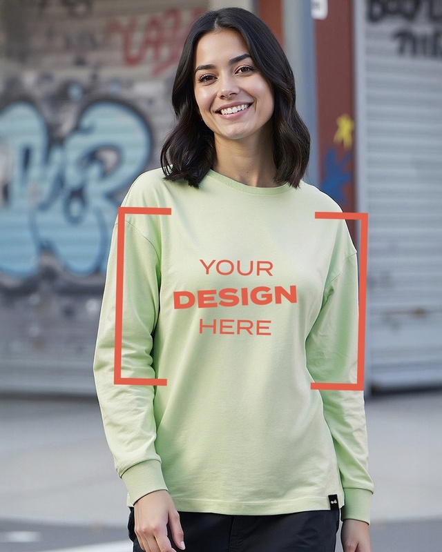 Shop Women's Green Customizable Oversized T-shirt-Front