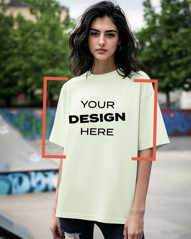 Women's Green Customizable Streetwear Oversized T-shirt