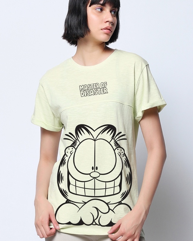 Shop Women's Green Master Graphic Printed Boyfriend T-shirt-Front