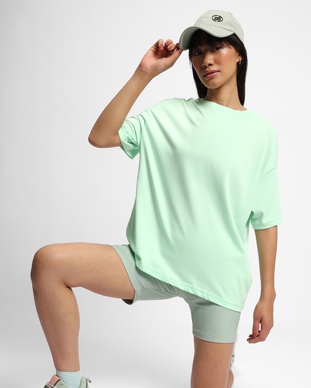 Shop Women's Green Oversized Fit T-shirt-Front