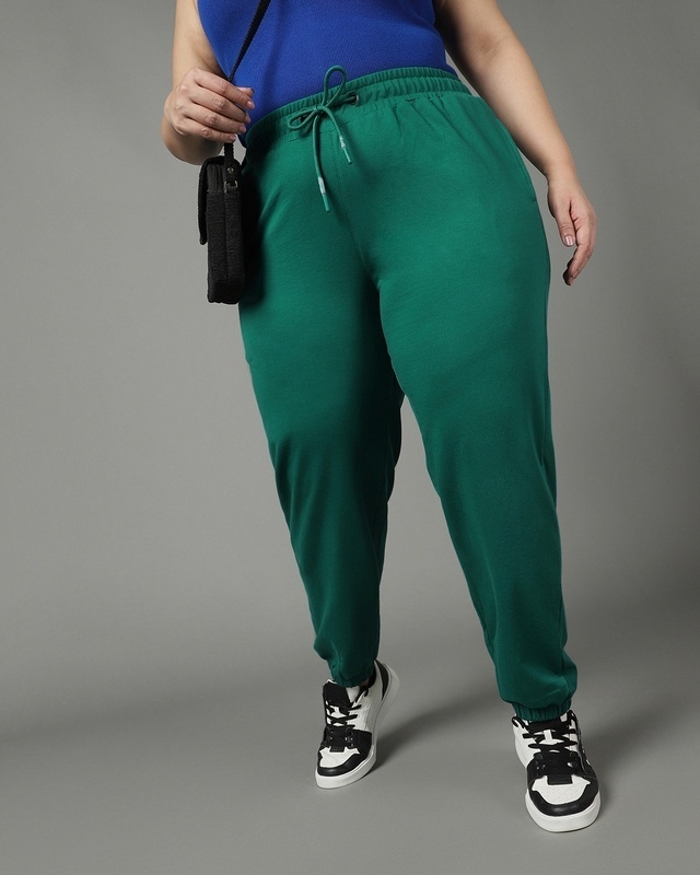 Shop Women's Green Oversized Plus Size Joggers-Front