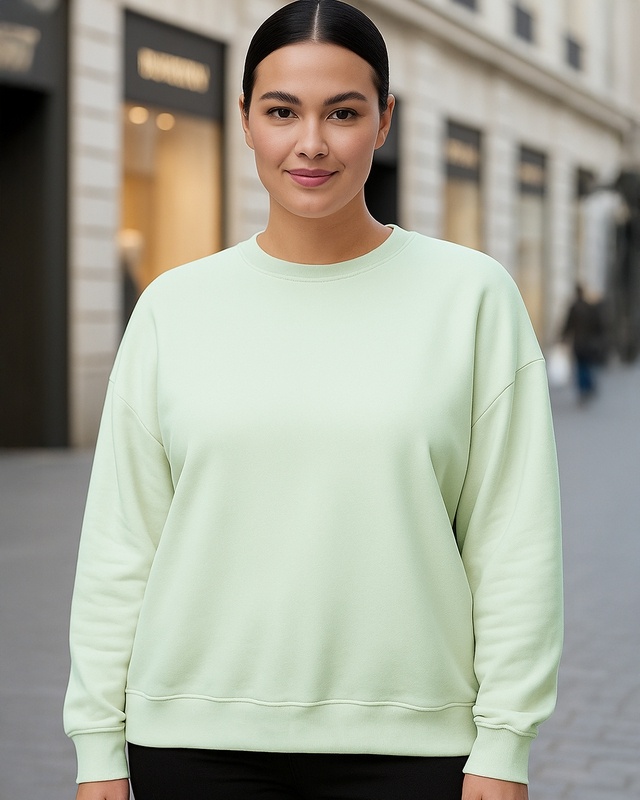 Shop Women's Green Oversized Plus Size Sweatshirt-Front